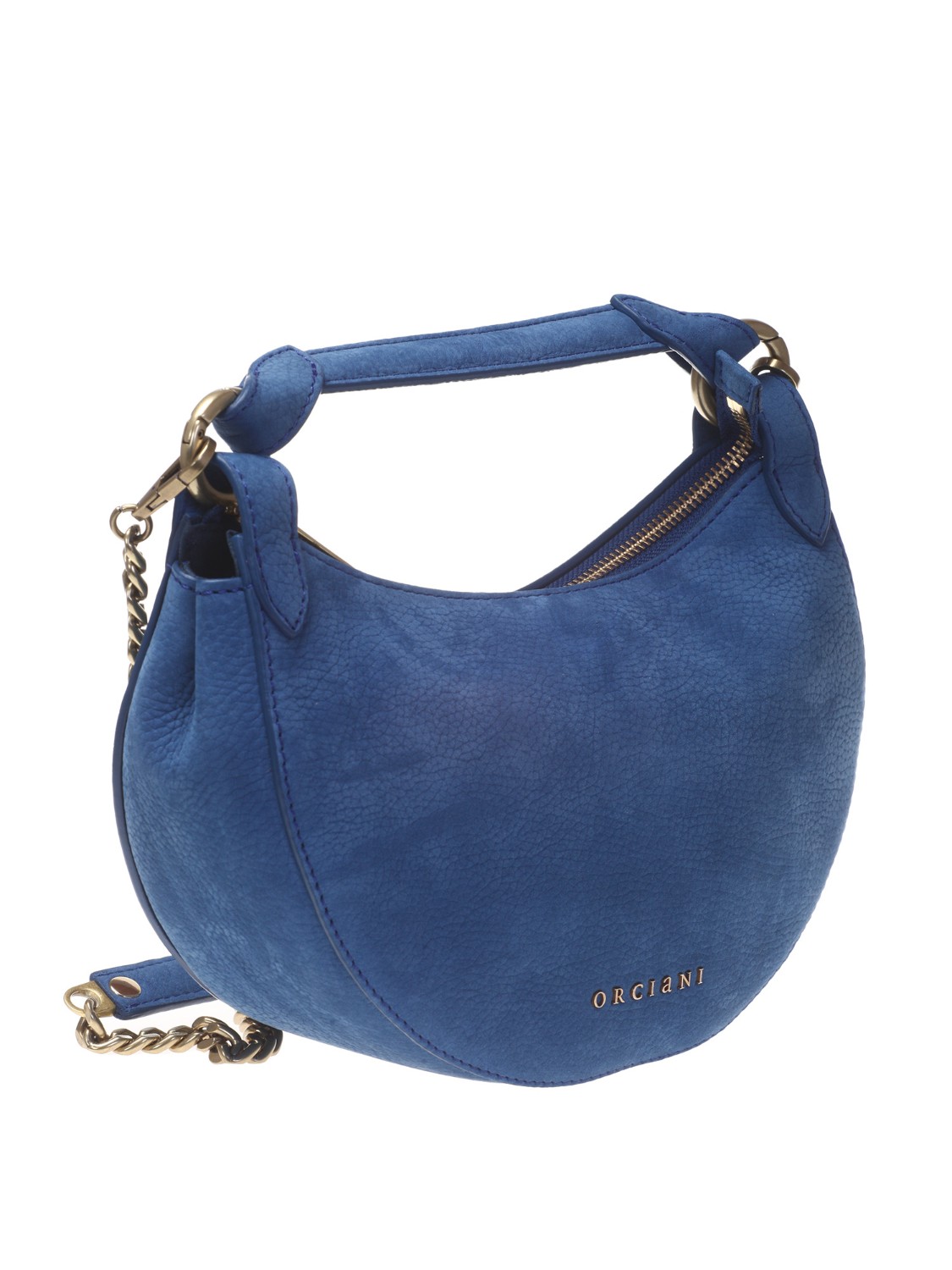 shop ORCIANI  Borsina: Orciani Mini Bag Dumpling Nabucco in Nubuck con tracolla.
Dimensioni: Larghezza: 24 cm / Altezza: 16 cm / Profondità: 10 cm.
Tasche: portacarte interno.
Chiusura con zip.
Tracolla rimovibile a catena.
Dettagli finitura ottone dorato.
Composizione: 100% Pelle.
Fabbricata in Italia.. SD0179 NAB-ELETTRICO number 849620
